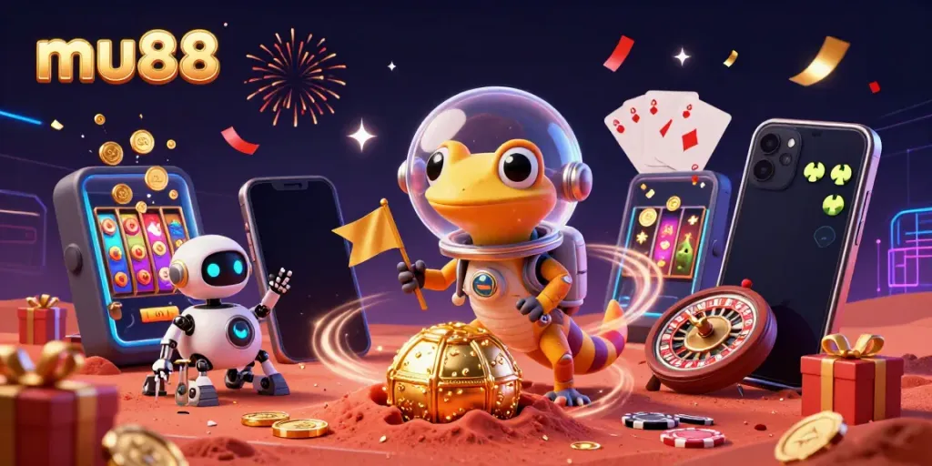 Experience mu88 gaming excitement with aliens at a fantasy casino on Mars.